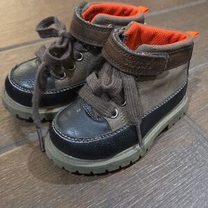 Carter's Black and Brown Kids Boots with Orange Lining